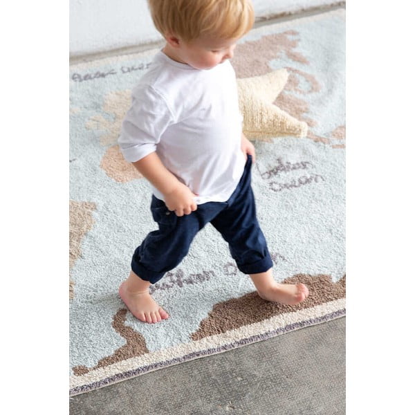 Mosható kézi szövésű pamut gyerek szőnyeg 140x200 cm Vintage Map – Lorena Canals-image-4