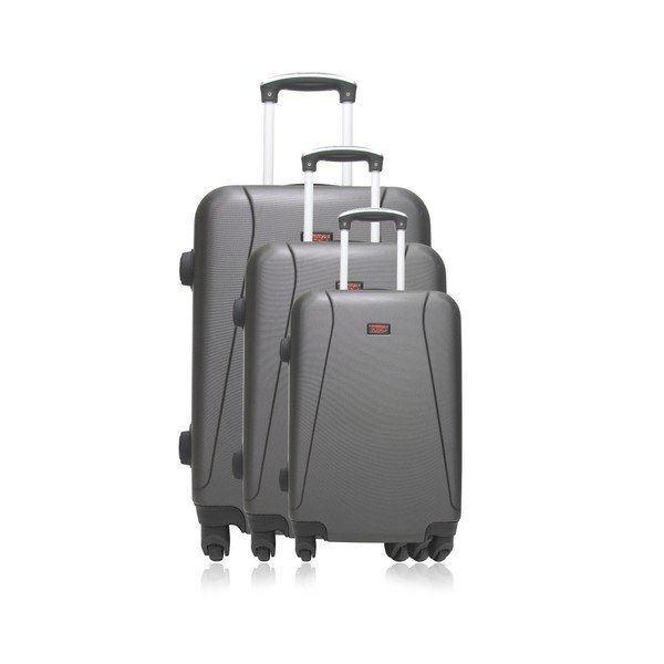 Lanzarote-C 4 db-os szürke gurulós bőrönd szett, táskával - Hero-image-1