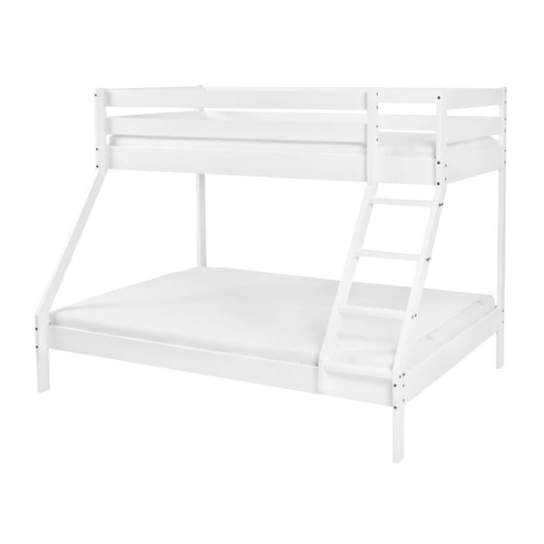 Maxim fehér tömör bükkfa emeletes gyerekágy, 200 x 90 cm - Mobi furniture