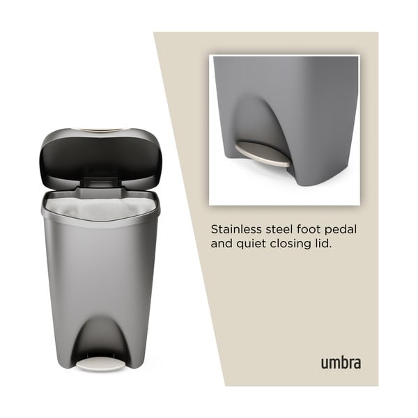 Szürke műanyag pedálos szemetes 50 l Brim – Umbra-image-4