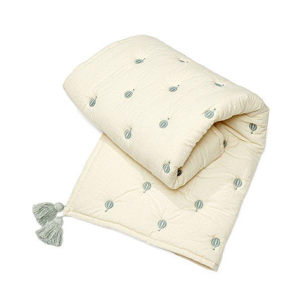 Világossárga-kék bio pamut steppelt gyerek takaró 90x120 cm Balloon – Cam Cam Copenhagen