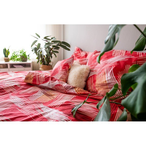 Piros egyszemélyes pamut ágyneműhuzat 140x200 cm LP Dita Red – Cotton House-image-2