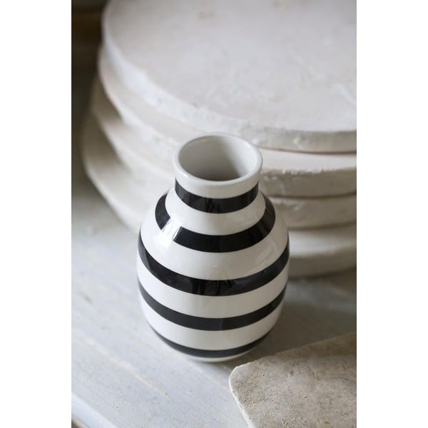 Omaggio fekete-fehér agyagkerámia váza, magasság 12,5 cm - Kähler Design-image-3