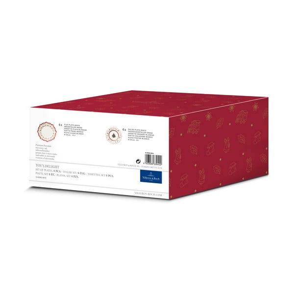 Piros-fehér karácsonyi porcelán étkészlet 8 db-os - Villeroy & Boch-image-1