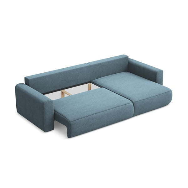 Világoskék kinyitható-tárolóhelyes sarokkanapé (jobb oldali-heverő résszel) Kapua – Makamii-image-3