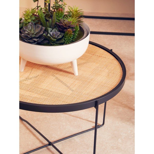 Natúr színű rattan kerek dohányzóasztal ø 60 cm Depok – Premier Housewares-image-1