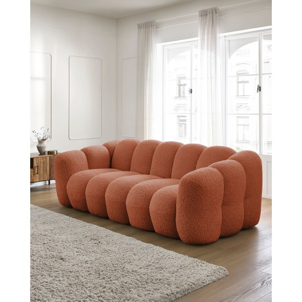 Téglavörös buklé kanapé 232 cm Hippolyte – Bobochic Paris-image-1