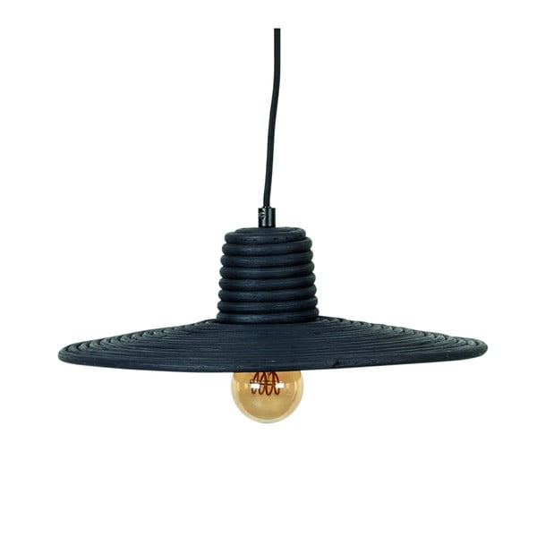 Fekete dimmelhető függőlámpa rattan búrával ø 35 cm Balance – Zuiver