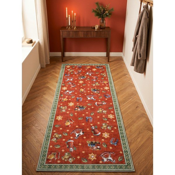 Piros-zöld futószőnyeg karácsonyi mintával 80x200 cm Toy's Delight Nostalgic Noel Red Green – Villeroy&Boch-image-1