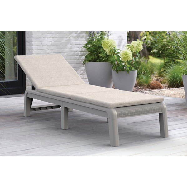 Bézs műanyag-párnázott állítható-összecsukható kerti napozóágy Atlas – Keter-image-1