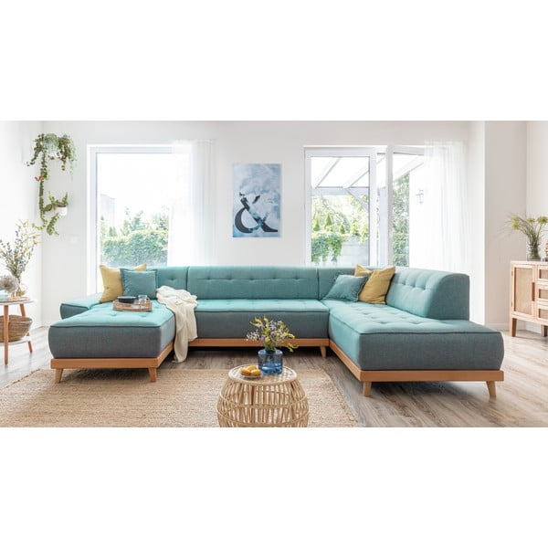 Türkiz kinyitható sarokkanapé (jobb oldali-U alakú) Dazzling Daisy – Miuform-image-3