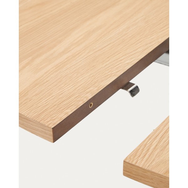 Natúr színű kerek bővíthető étkezőasztal tölgyfa dekoros asztallappal ø 90 cm Montuiri – Kave Home-image-3