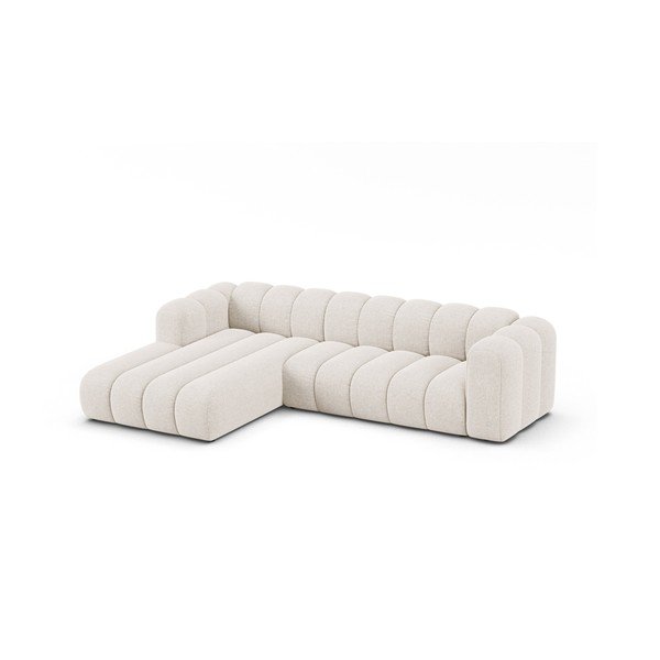 Krémszínű zsenília sarokkanapé (bal oldali-heverő résszel) Lupine – Micadoni -image-1