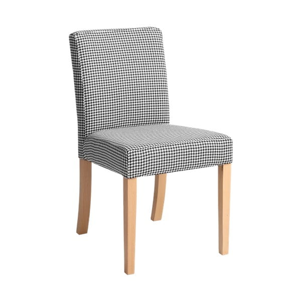 Wilton fekete-fehér szék, natúr fa lábakkal - Custom Form