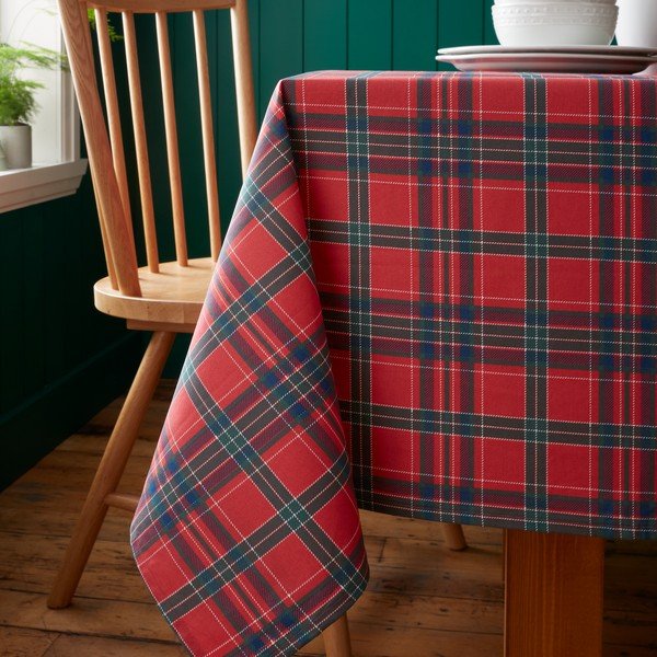 Pamut asztalterítő karácsonyi mintával 178x137 cm Christmas Tartan Check – Catherine Lansfield-image-1