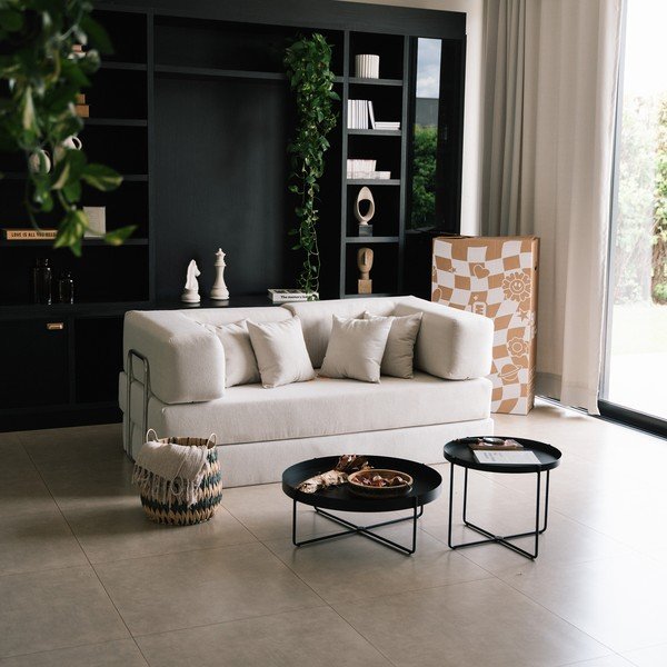 Bézs buklé kinyitható kanapé 180 cm Bloom – TemaHome-image-3