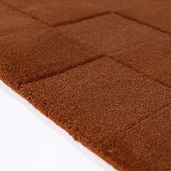 Terrakotta színű kézi szövésű gyapjú szőnyeg 120x170 cm Checkerboard – Flair Rugs-image-2