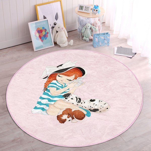 Rózsaszín gyerek szőnyeg ø 100 cm Comfort – Mila Home-image-1