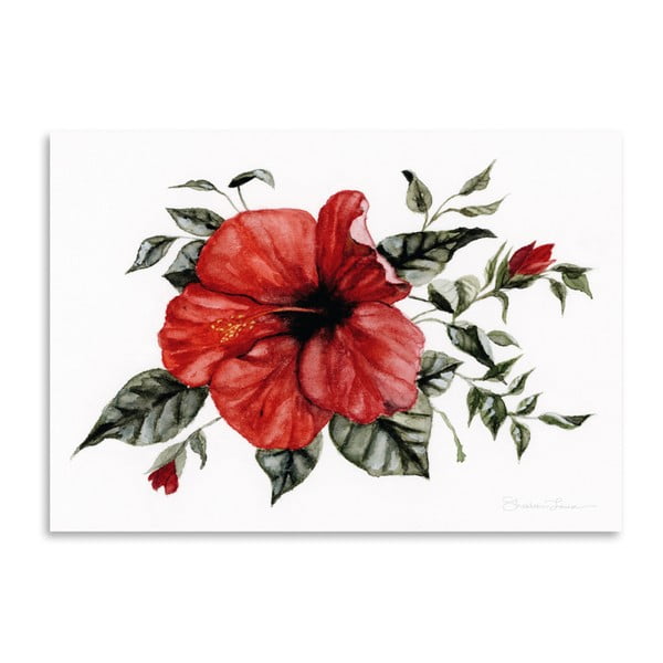 Red Hibiscus by Shealeen Louise 30 x 42 cm-es plakát