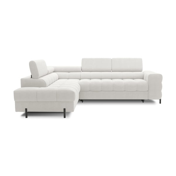 Krémszínű buklé kinyitható-tárolóhelyes sarokkanapé (bal oldali-L alakú) Ferucce – ELTAP