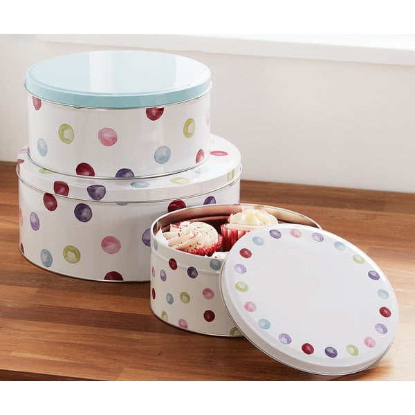 Süteménytartó acél doboz szett 3 db-os Spotty Dotty – Cooksmart ®-image-1