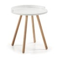 Bruk fehér tárolóasztal fa lábakkal - Kave Home