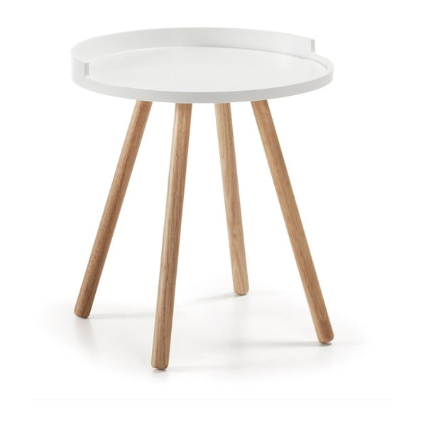 Bruk fehér tárolóasztal fa lábakkal - Kave Home