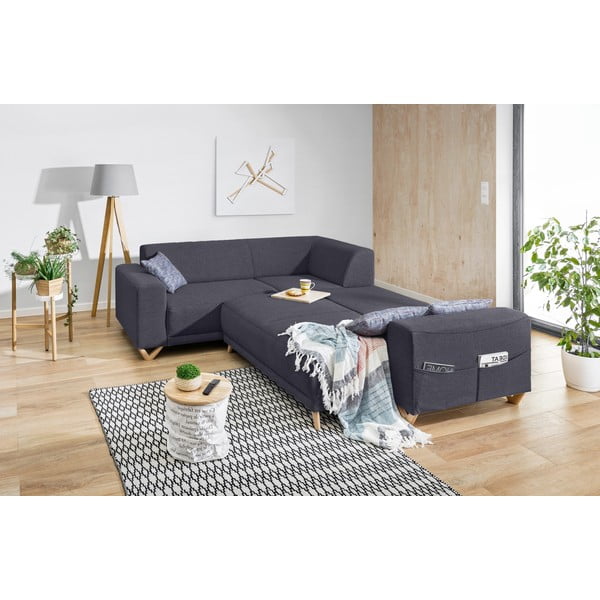 Antracitszürke kinyitható-tárolóhelyes sarokkanapé (bal oldali-L alakú) Classy Sophie – Miuform-image-4