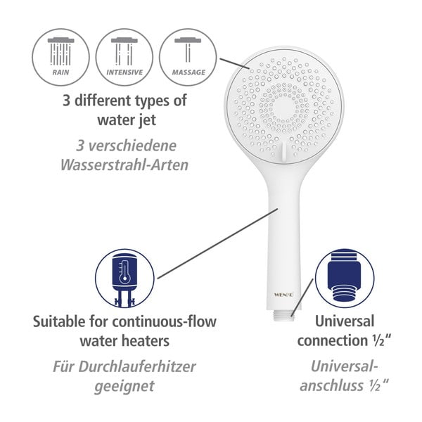 Fehér rozsdamentes acél zuhanyszett 70 cm Watersaving – Wenko-image-3