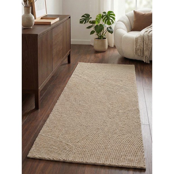 Bézs kézi szövésű gyapjú futószőnyeg 80x200 cm Calmio – Hanse Home-image-1