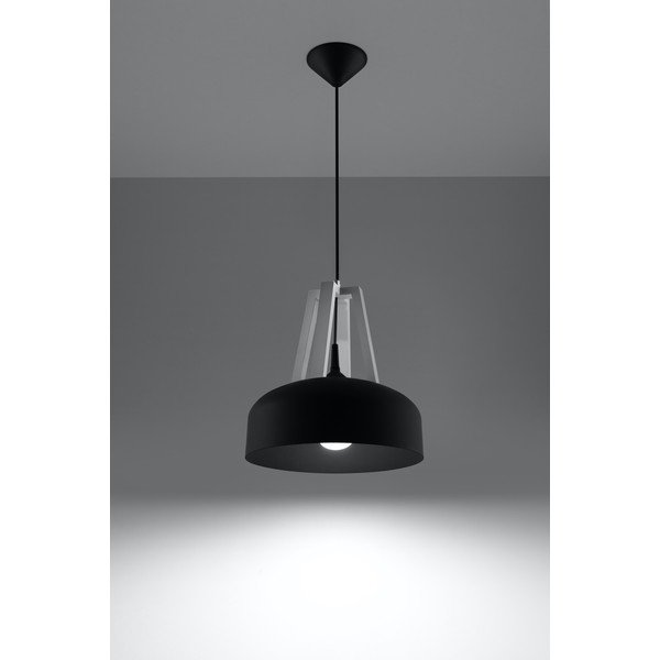 Olla fekete függőlámpa fa-fém búrával  ø 30 cm- Sollux-image-2