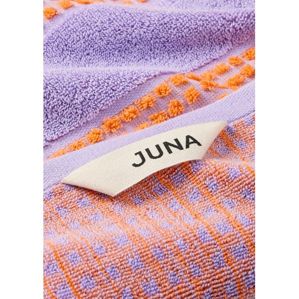 Narancssárga-levendula színű bio pamut törölköző 50x100 cm Check – JUNA-image-1