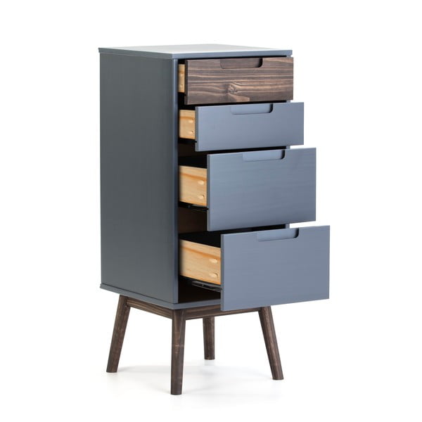 Antracitszürke-sötétbarna borovi fenyő magas komód 40x94 cm Nussa – Marckeric-image-2