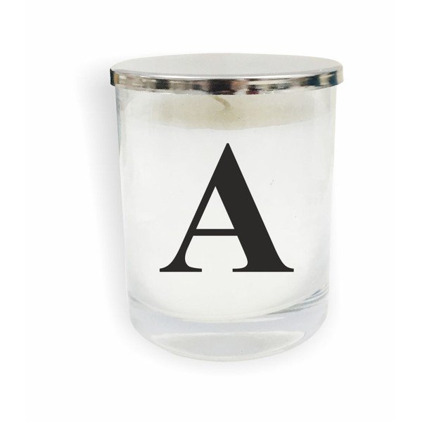 Monogram Glass Candle A V1 fehér-fekete gyertya - North Carolina Scandinavian Home Decors