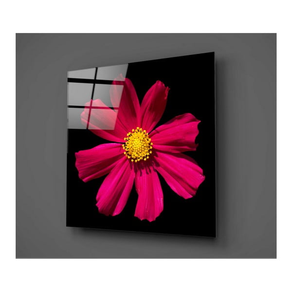 Flowerina fekete-piros üvegezett kép, 30 x 30 cm - Insigne