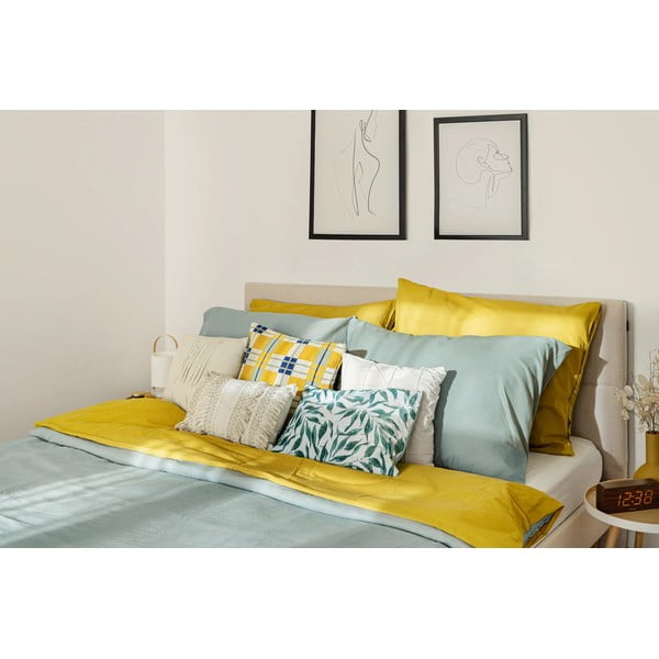 Bézs kárpitozott franciaágy ágyráccsal 160x200 cm Elyna – Bobochic Paris-image-4