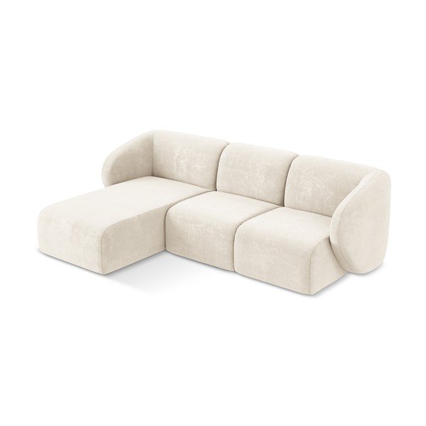 Bézs zsenília sarokkanapé (bal oldali-heverő résszel) Lani – Makamii-image-2