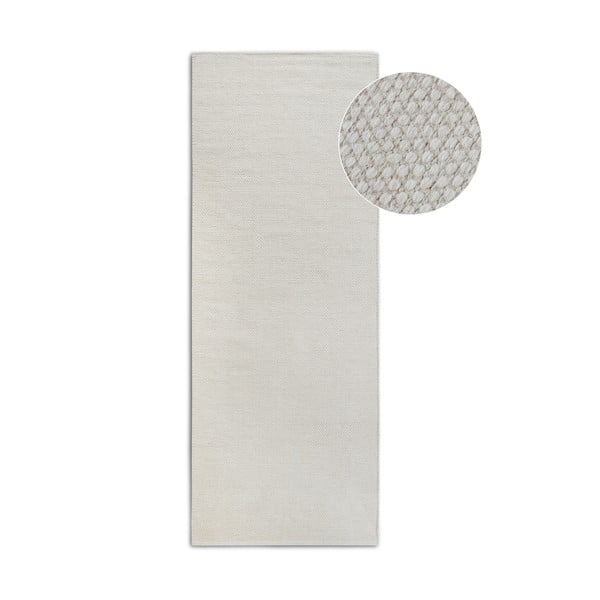 Krémszínű kézi szövésű gyapjúkeverék futószőnyeg 80x200 cm Pradesh Natural White – Elle Decoration