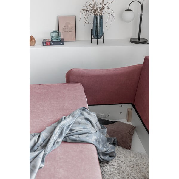 Tender Eddie rózsaszín kinyitható bársony kanapé - Miuform-image-1