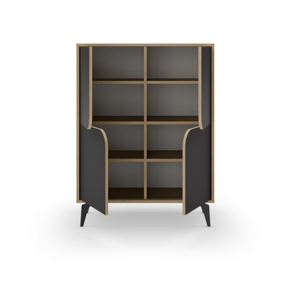 Fekete-natúr színű szekrény tölgyfa dekorral 90x120 cm Nola – Marckeric-image-4