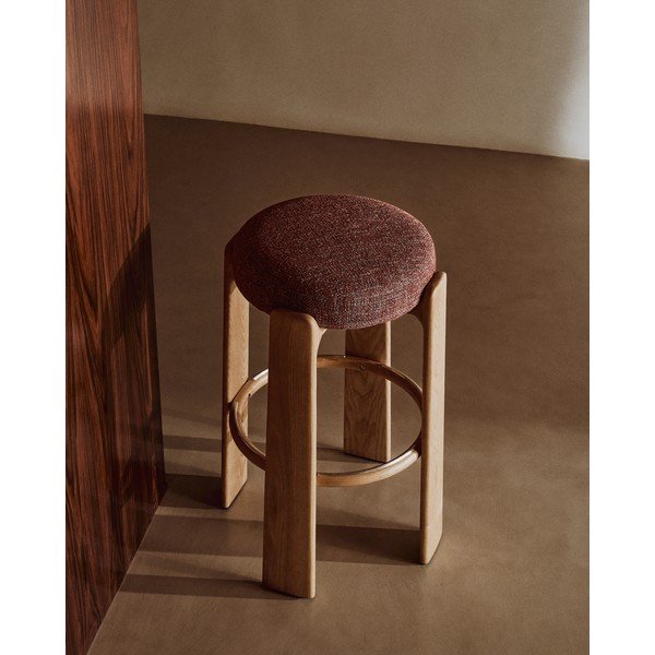 Terrakotta színű-sötét natúr színű kőrisfa bárszék (ülésmagasság 75 cm) Granite – Kave Home-image-1