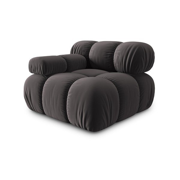 Sötétszürke bársony kanapé modul (bal oldali) Bellis – Micadoni Home-image-3