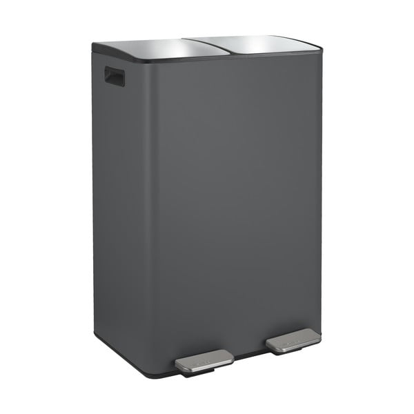 Sötétszürke acél szelektív pedálos szemetes 2x30 l   Aliya – Spirella