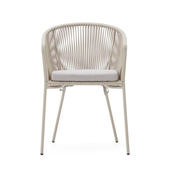 Krémszínű fém-párnázott kerti szék Yanet – Kave Home-image-2