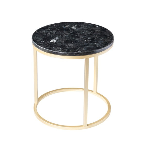 Crystal fekete gránitasztal aranyszínű talppal, ⌀ 50 cm - RGE