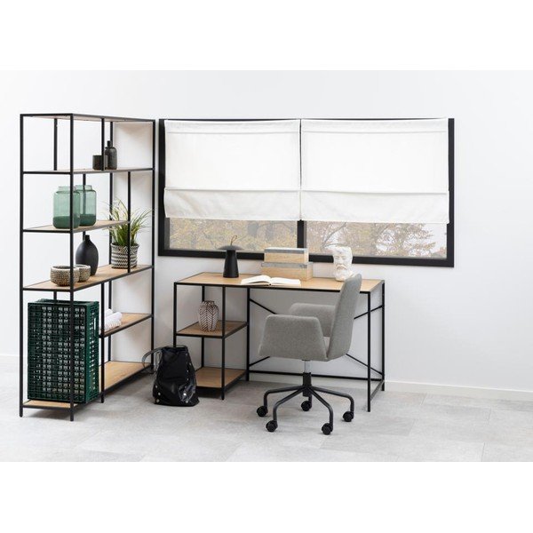 Fekete-natúr színű könyvespolc tölgyfa dekorral 135x185 cm Seaford – Actona-image-1