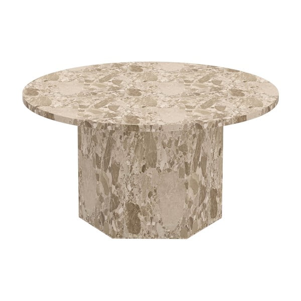 Világosbarna márvány kerek dohányzóasztal ø 80 cm Naxos – Actona-image-4