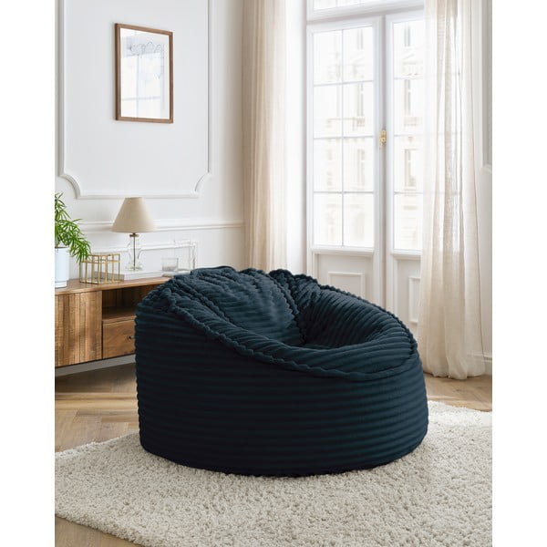 Sötétkék kordbársony babzsákfotel Socrate – Bobochic Paris-image-1