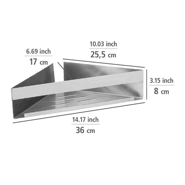 Matt ezüstszínű sarok öntapadós rozsdamentes acél fürdőszobai polc Genova – Wenko-image-2