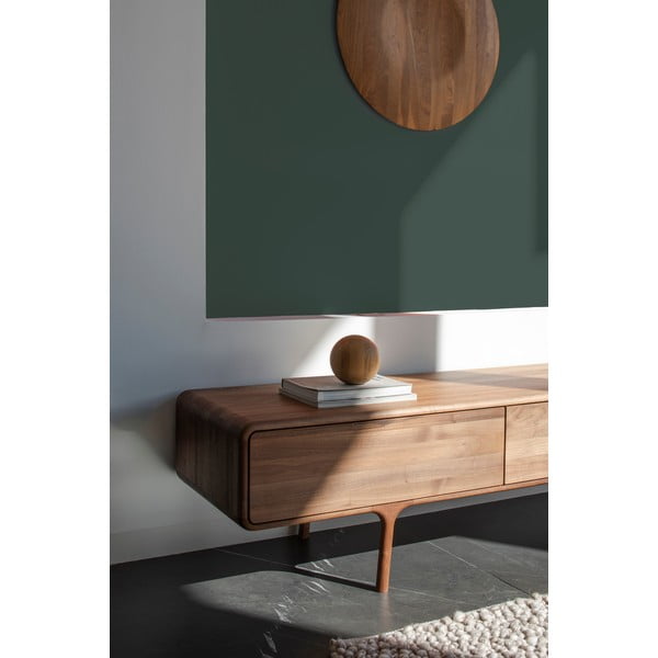 Barna diófa TV-állvány 220x45x45 cm Fawn – Gazzda-image-4